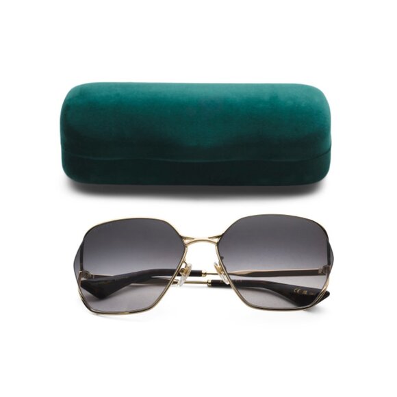 GUCCI Gold/Grey 63mm Square Sunglasses